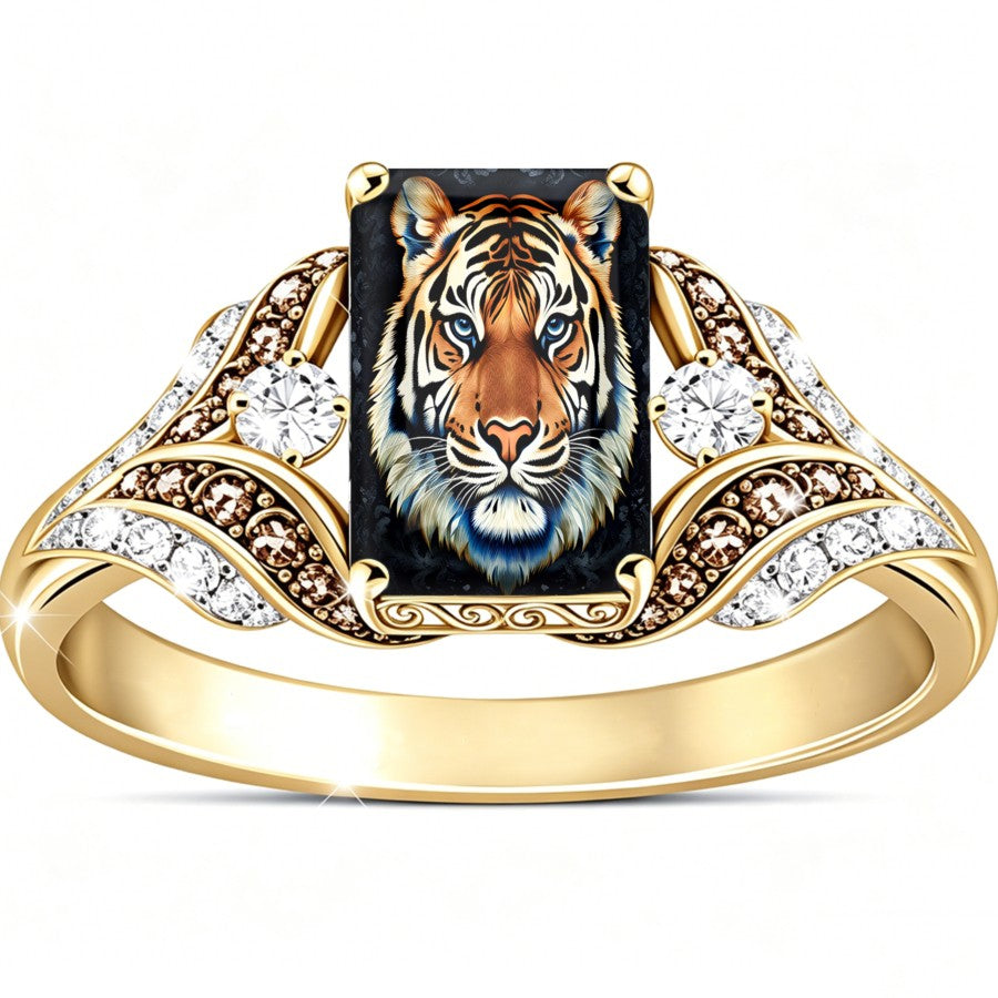 Tiger Square Statement Ring