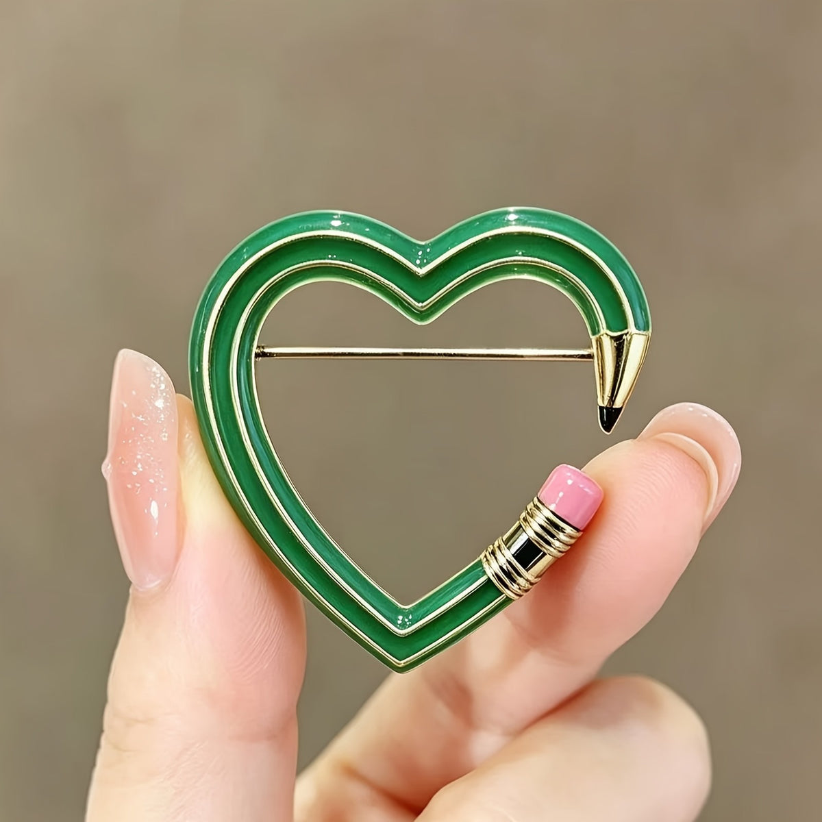 Purple Pencil Heart Brooch