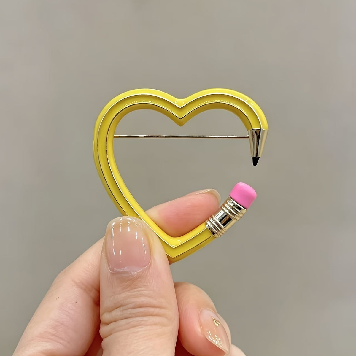 Purple Pencil Heart Brooch