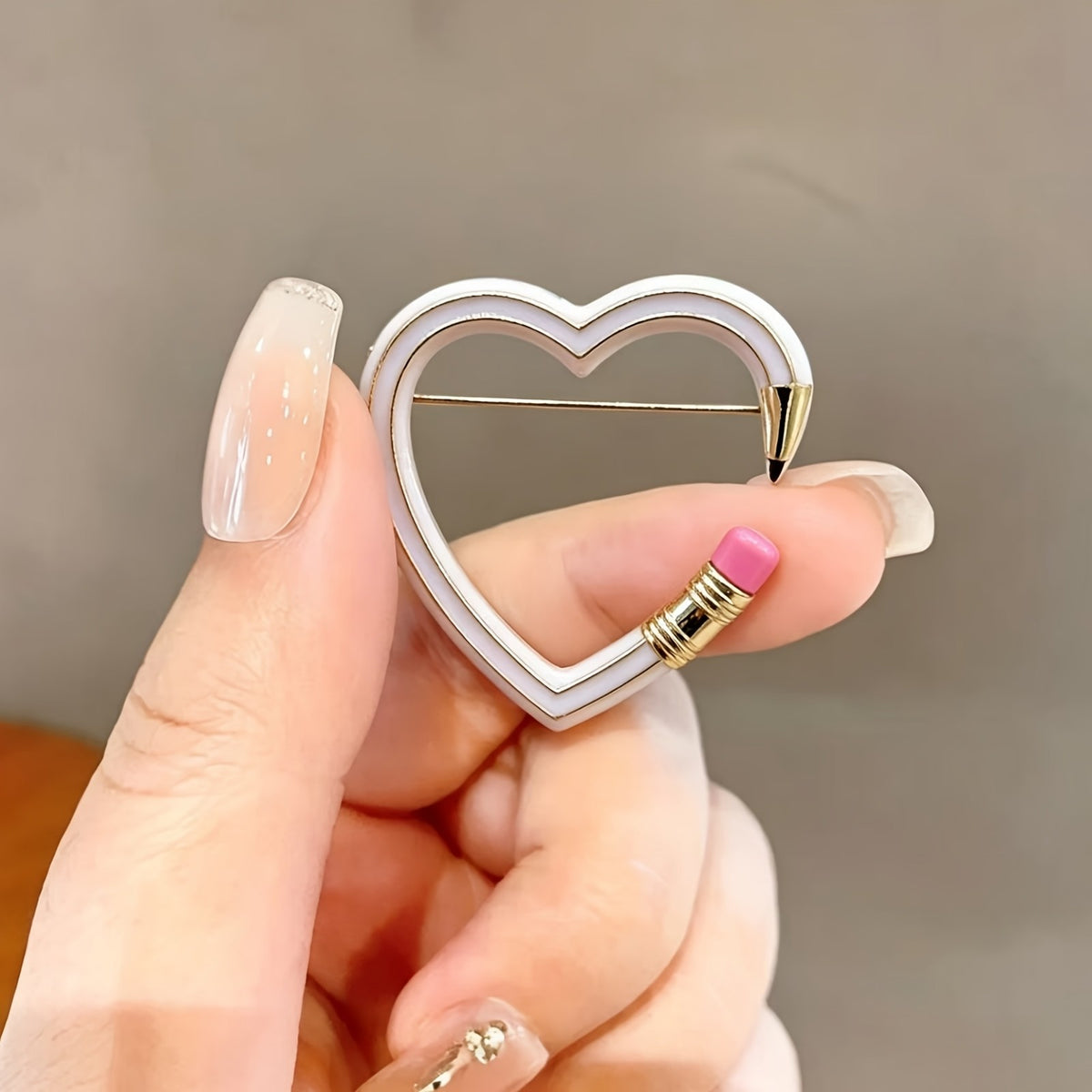 Purple Pencil Heart Brooch