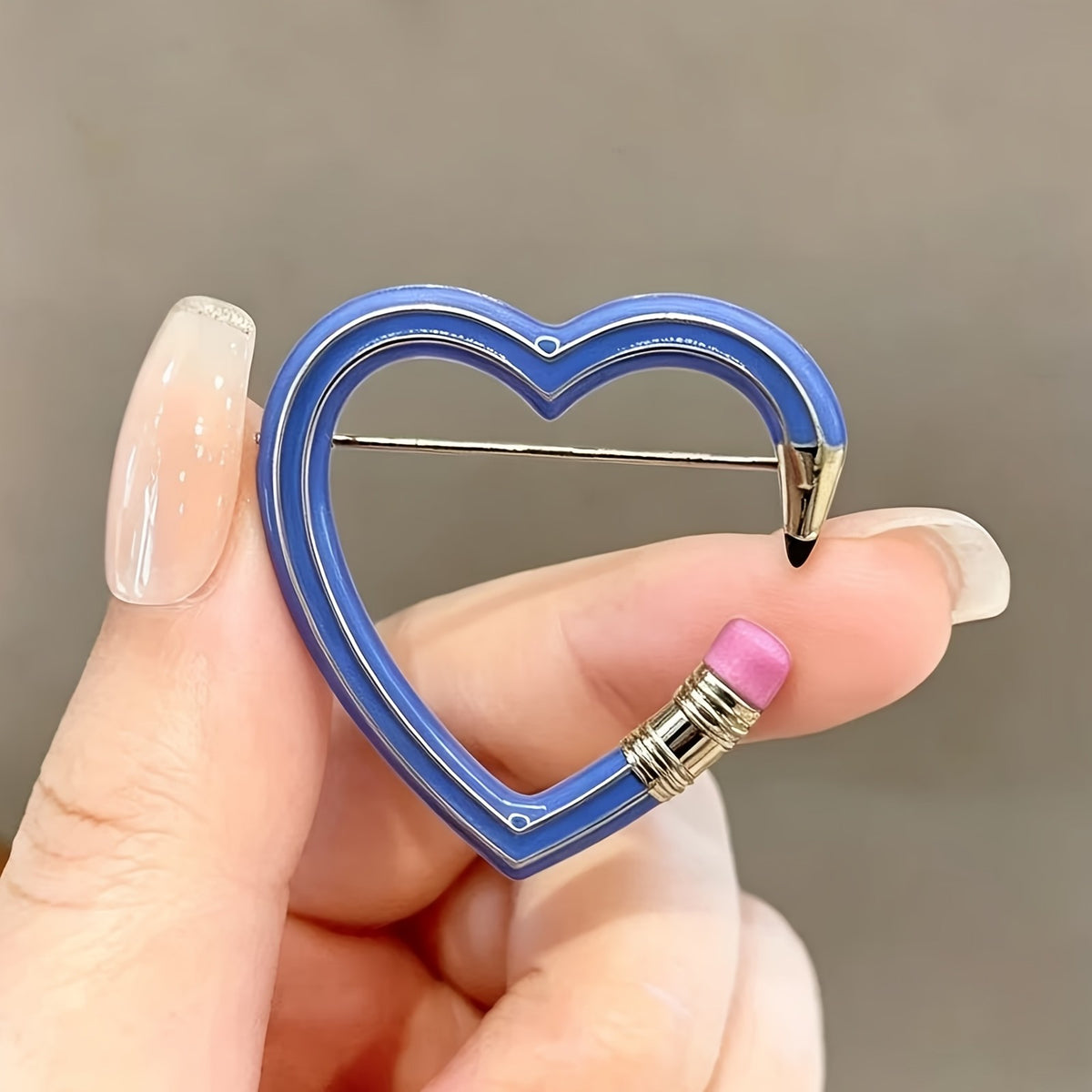 Purple Pencil Heart Brooch