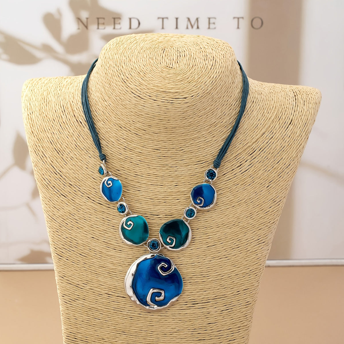 Blue Swirl Statement Necklace