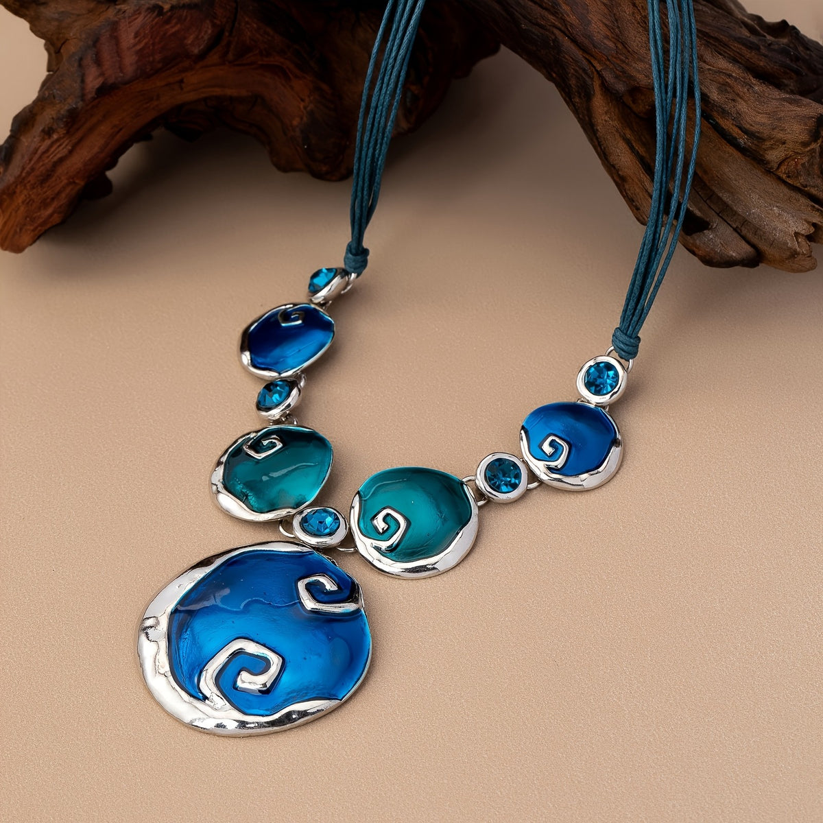 Blue Swirl Statement Necklace