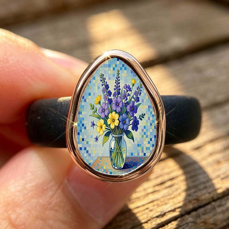 Mosaic Floral Vase Ring