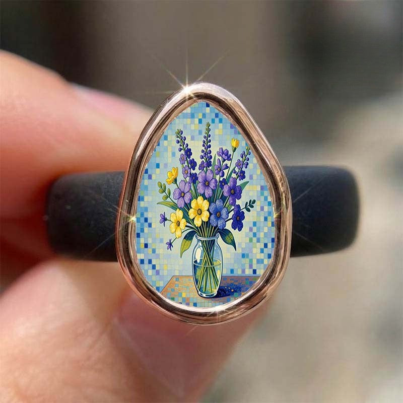 Mosaic Floral Vase Ring