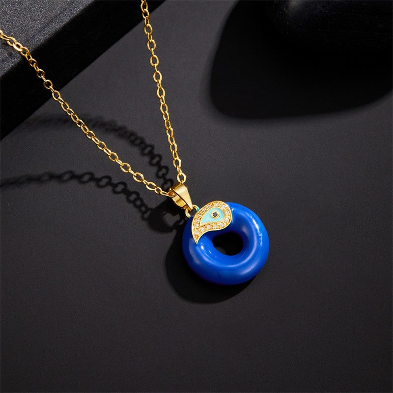 Blue Initial Evil Eye Necklace