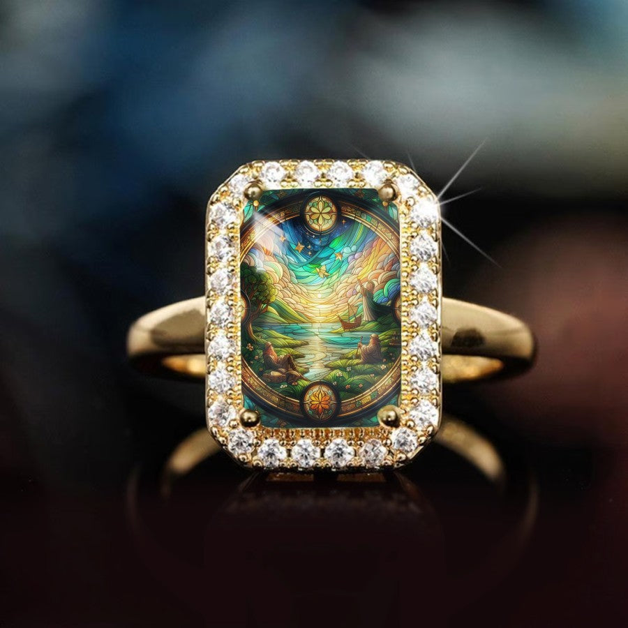 Stained Glass Landscape Ring