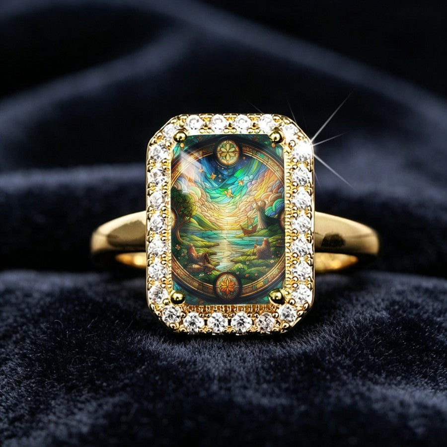 Stained Glass Landscape Ring