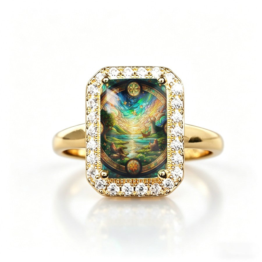 Stained Glass Landscape Ring