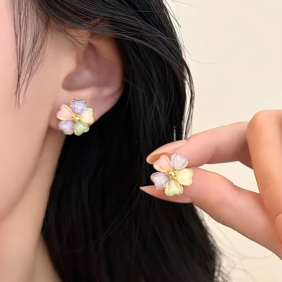 Pastel Flower Petal Stud Earrings