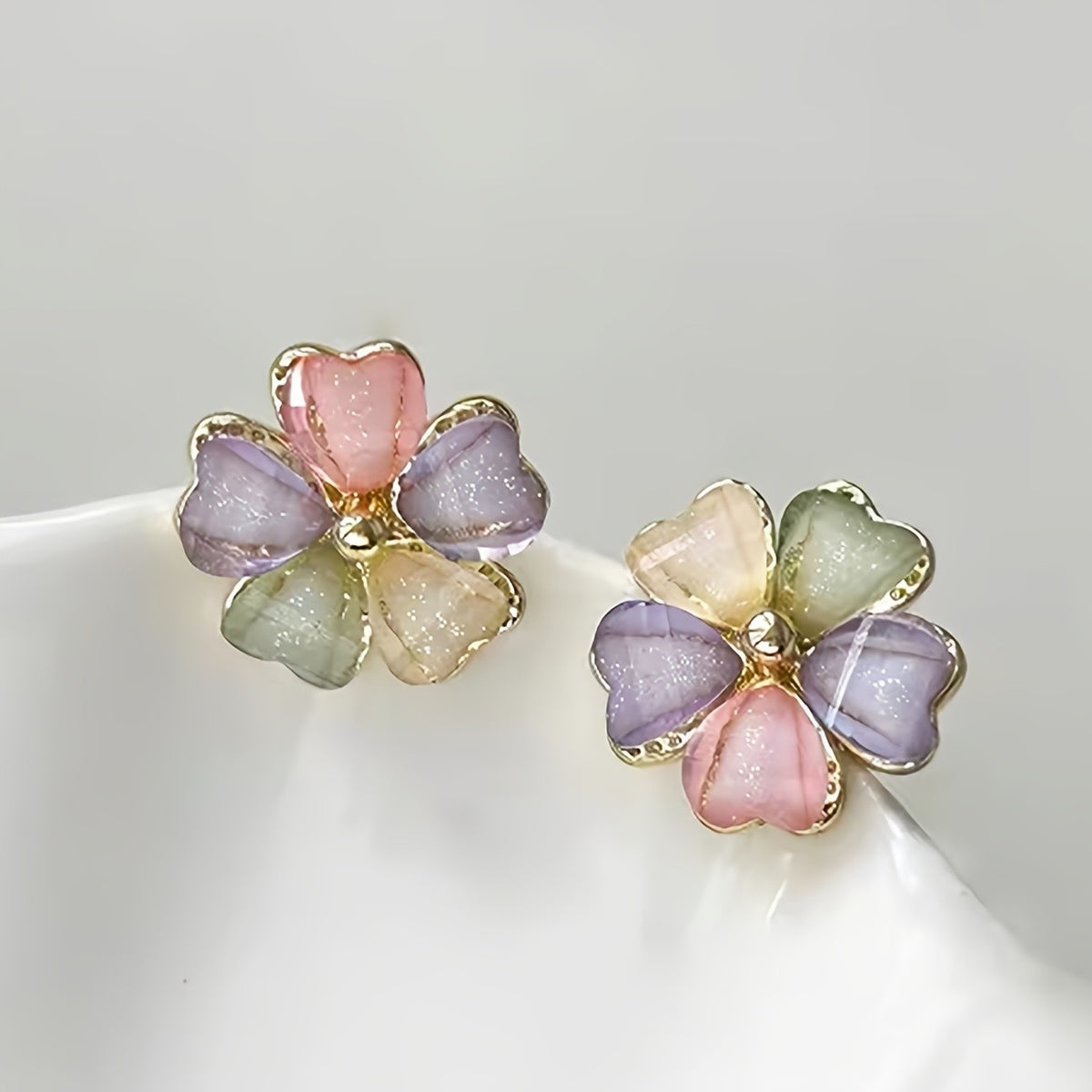 Pastel Flower Petal Stud Earrings