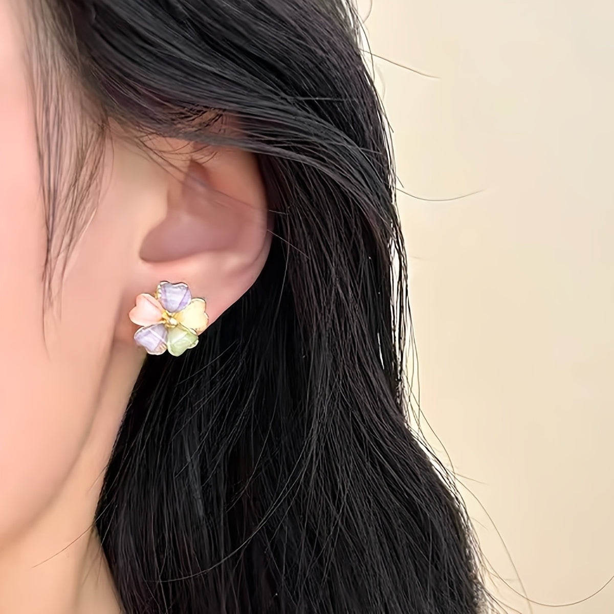 Pastel Flower Petal Stud Earrings