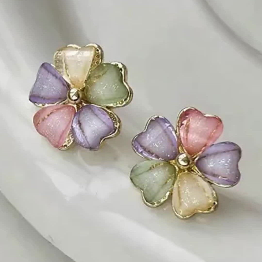 Pastel Flower Petal Stud Earrings