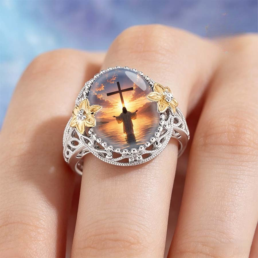 Cross Sunset Dome Ring