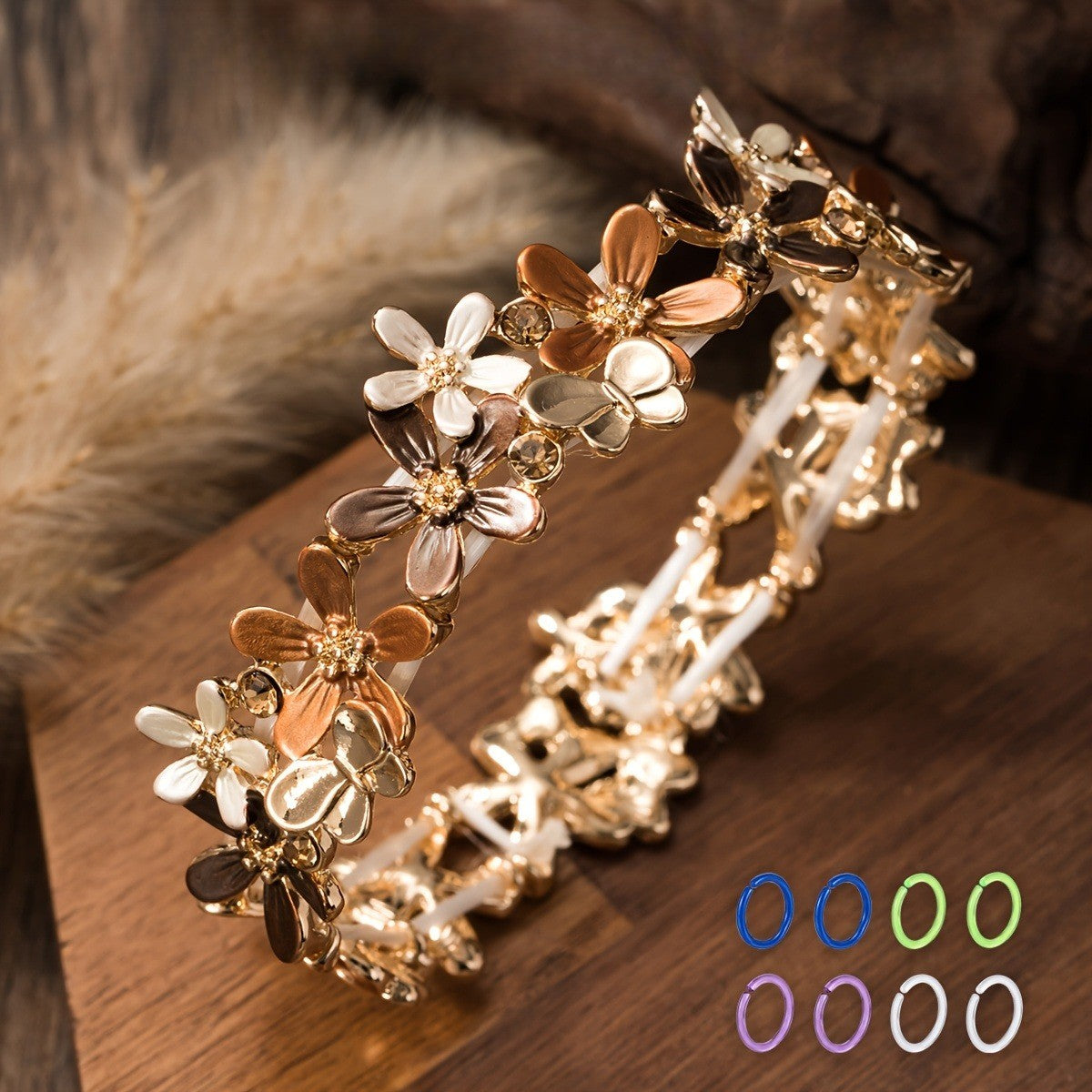 Multicolor Glass Flower Bracelet