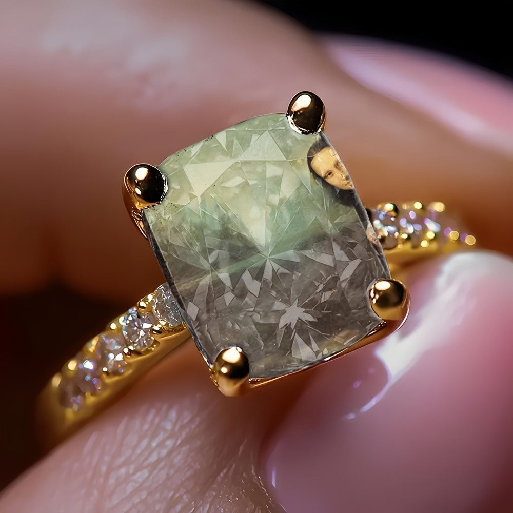 Square Portrait Glass Ring