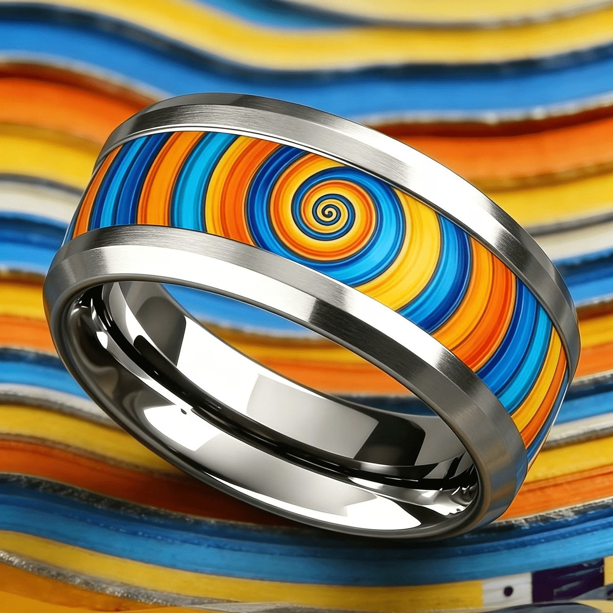 Colorful Spiral Inlay Ring