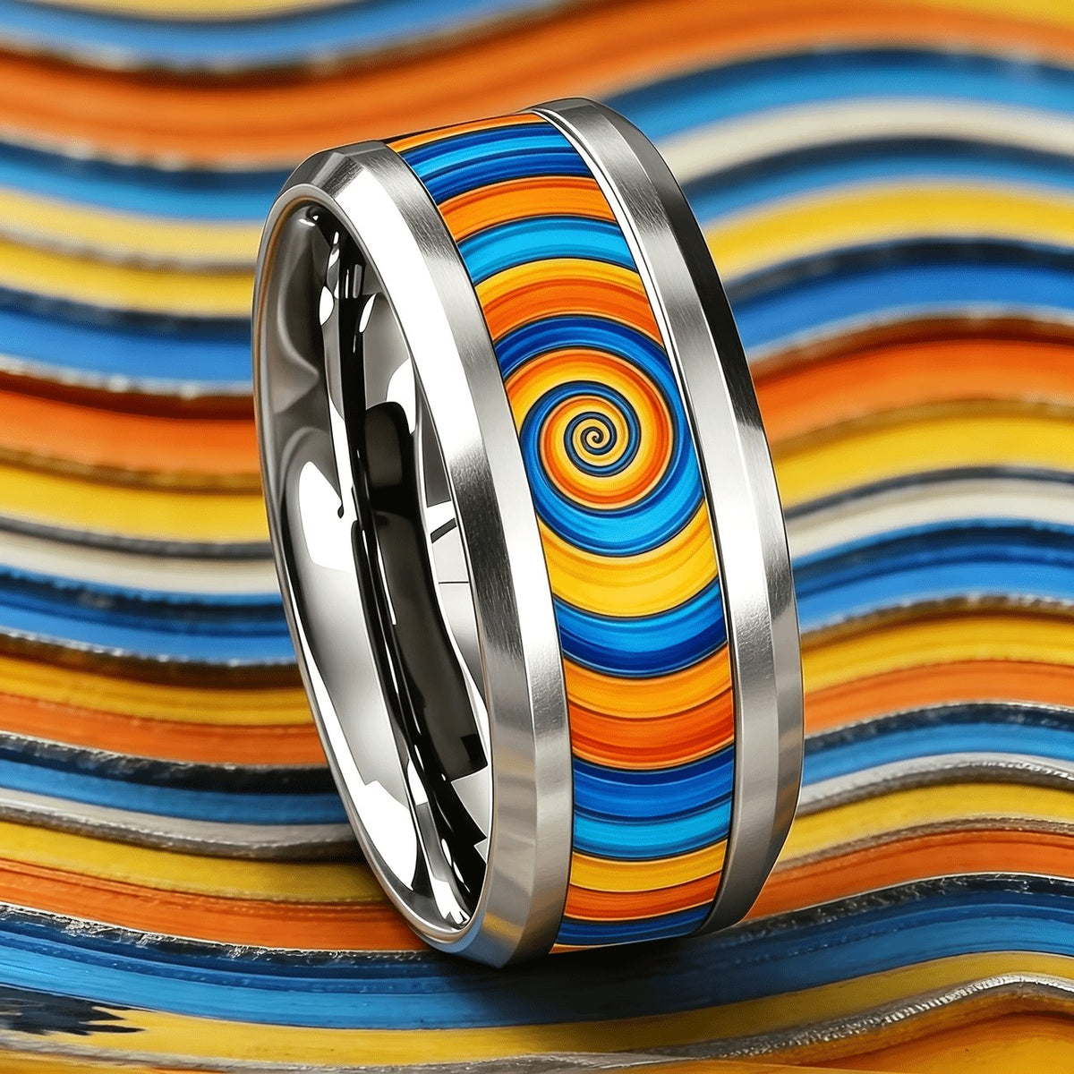 Colorful Spiral Inlay Ring