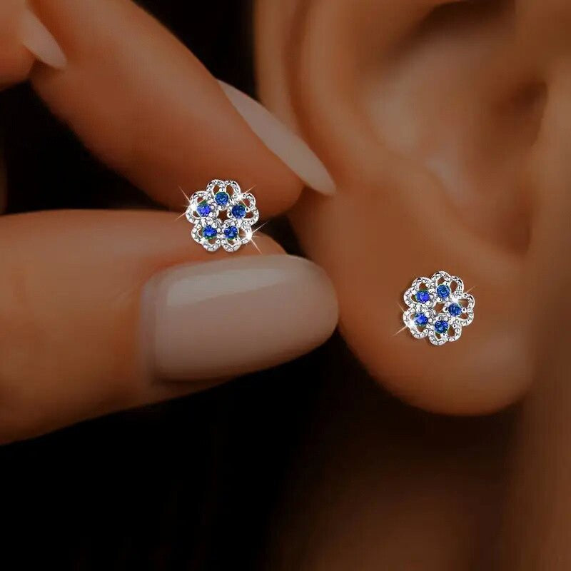 Crystal Flower Stud Earrings