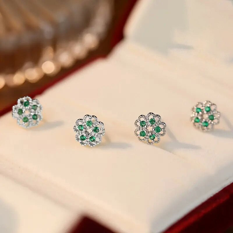 Crystal Flower Stud Earrings