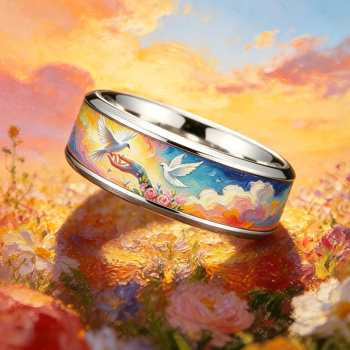 Painted Dove & Sunset Ring
