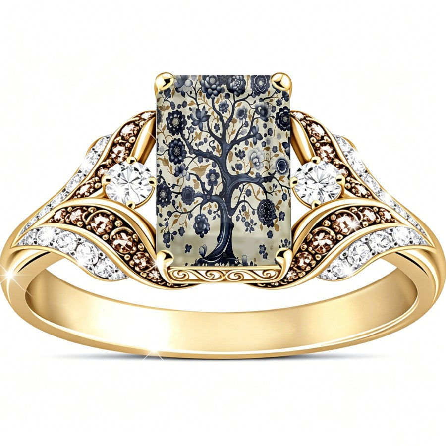 Floral Tree Square Ring