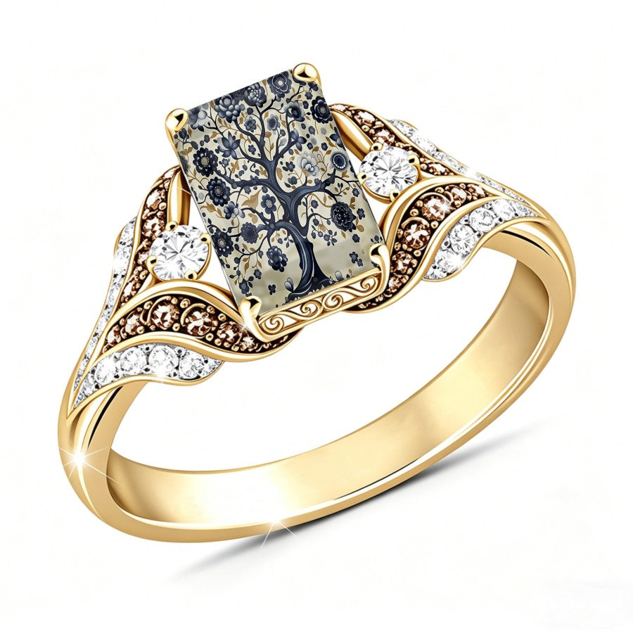 Floral Tree Square Ring