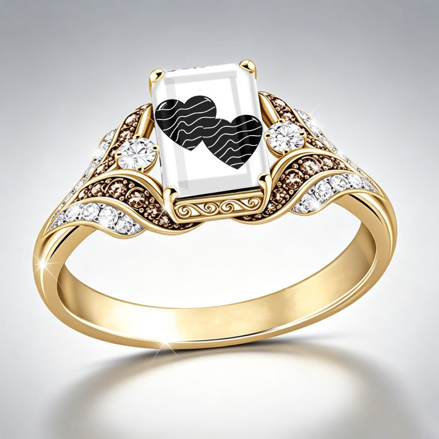 Square Heart Wave Ring