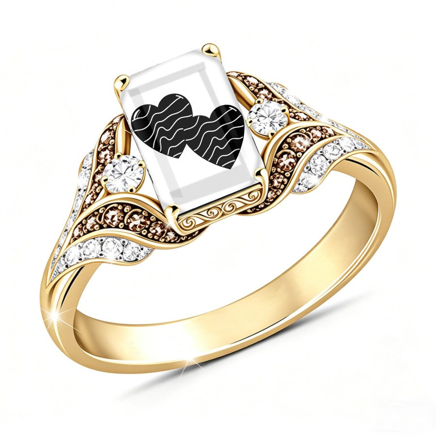 Square Heart Wave Ring