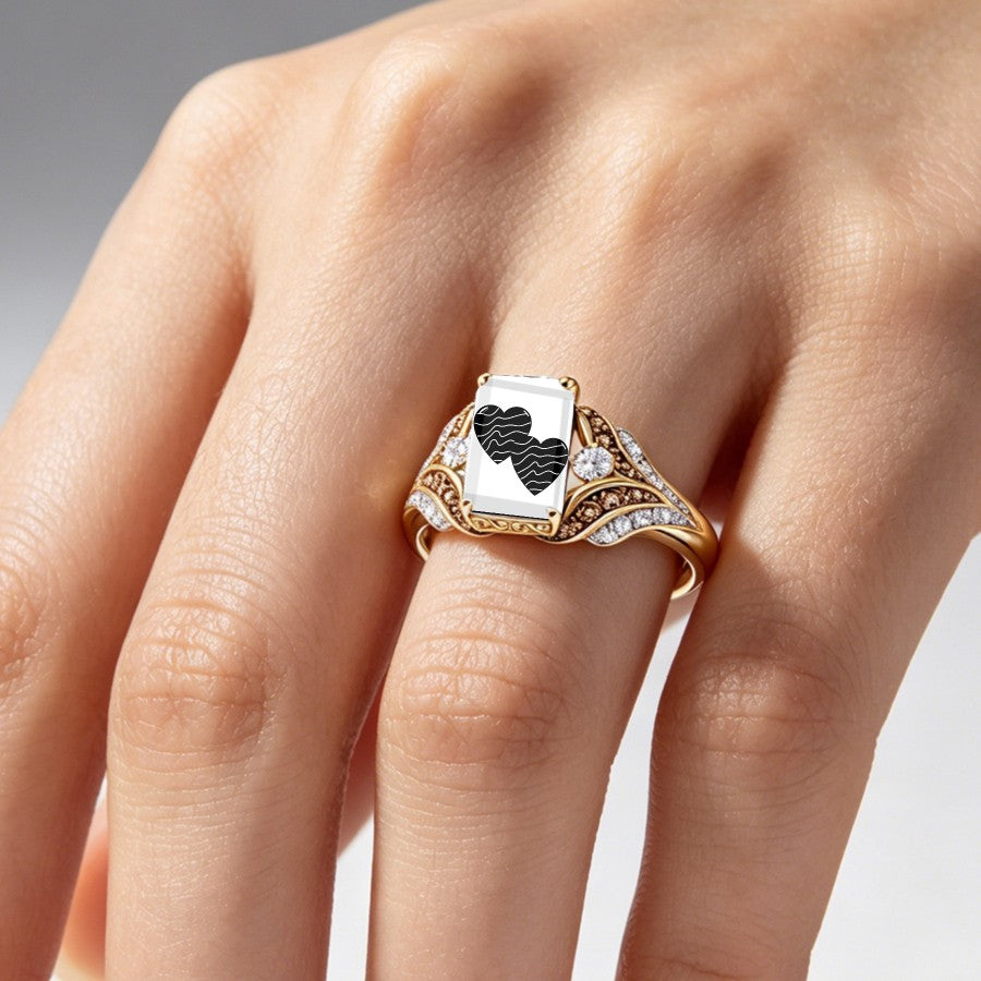 Square Heart Wave Ring
