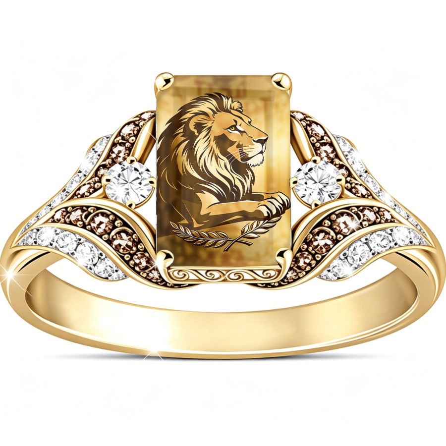 Lion Crest Square Ring