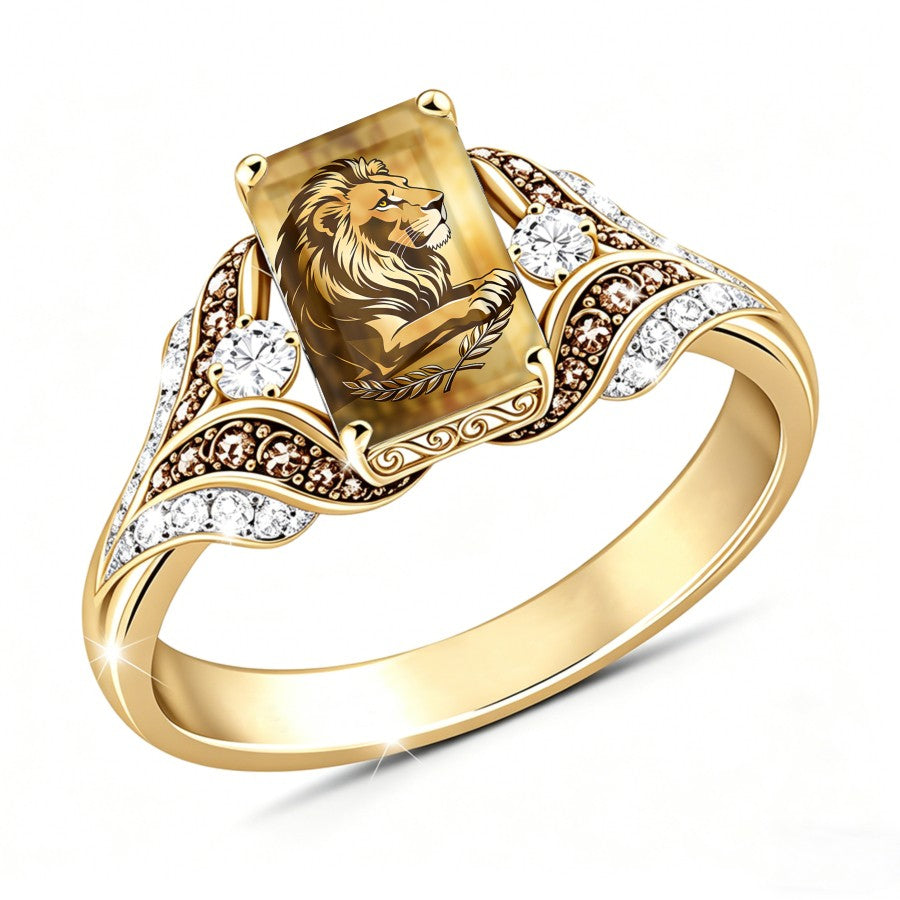 Lion Crest Square Ring
