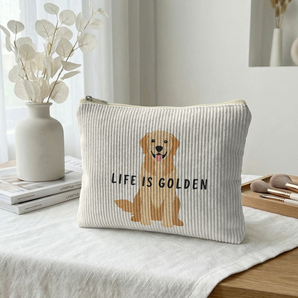 Golden Retriever Corduroy Pouch