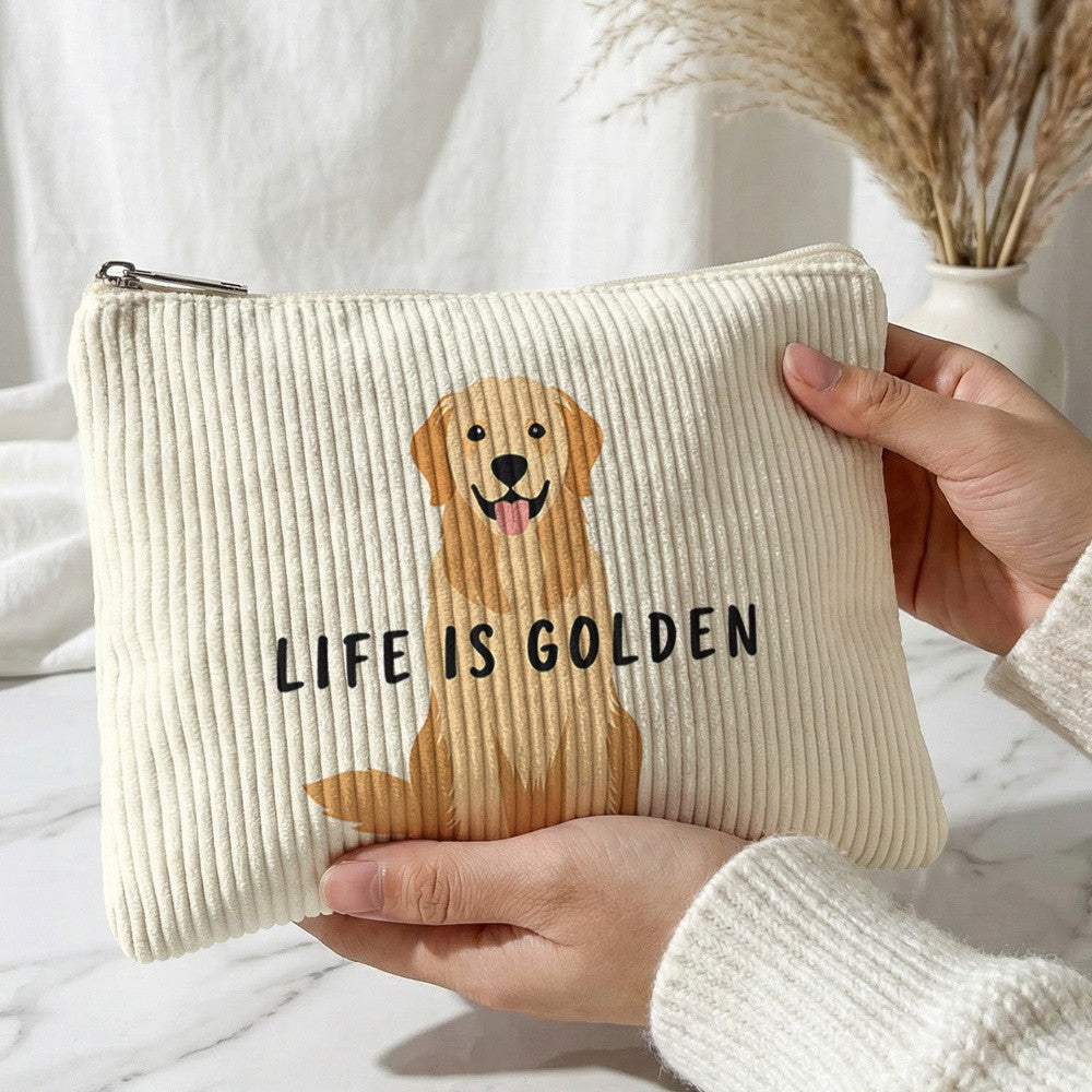 Golden Retriever Corduroy Pouch