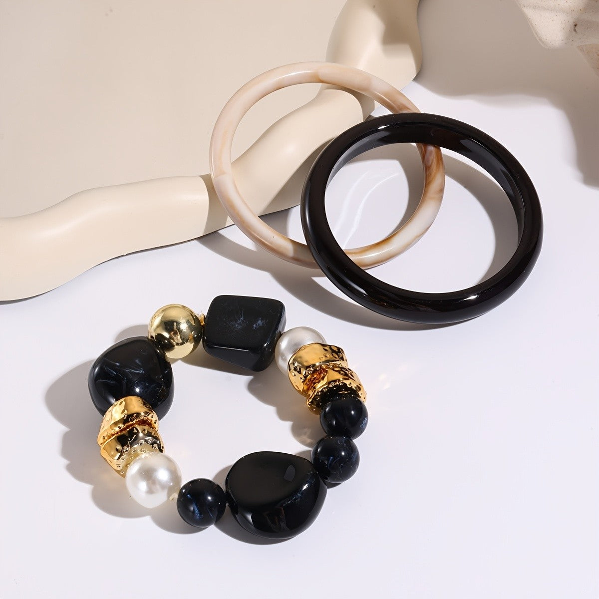 Colorful Bead & Hoop Bracelet Set
