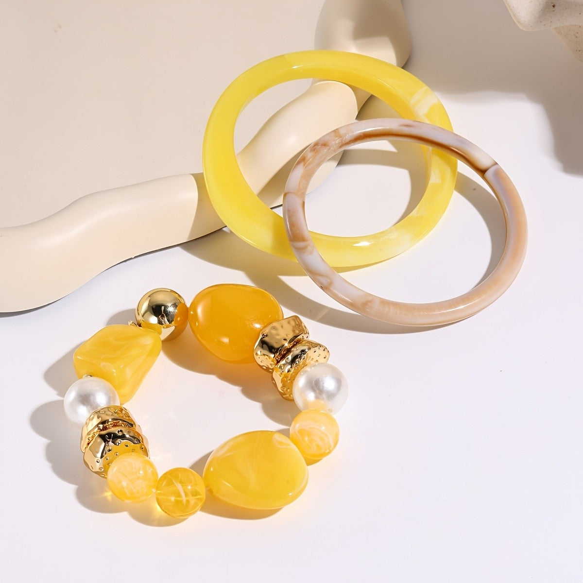 Colorful Bead & Hoop Bracelet Set