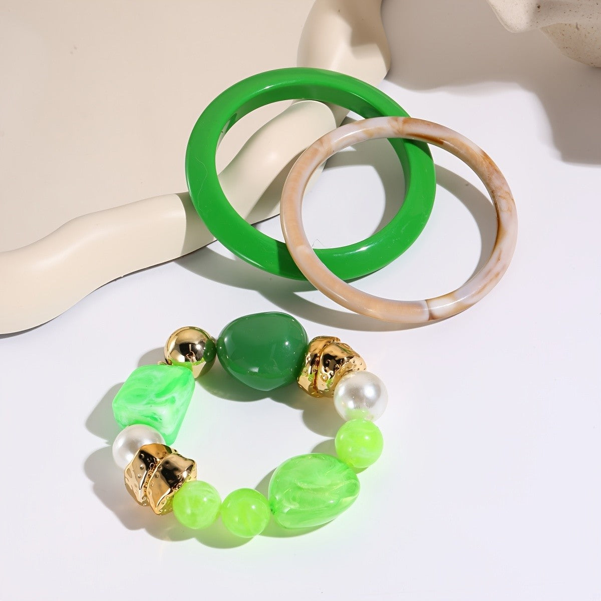 Colorful Bead & Hoop Bracelet Set