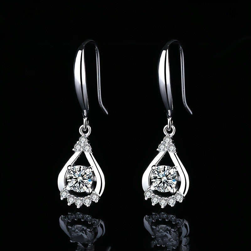 Crystal Halo Teardrop Drop Earrings