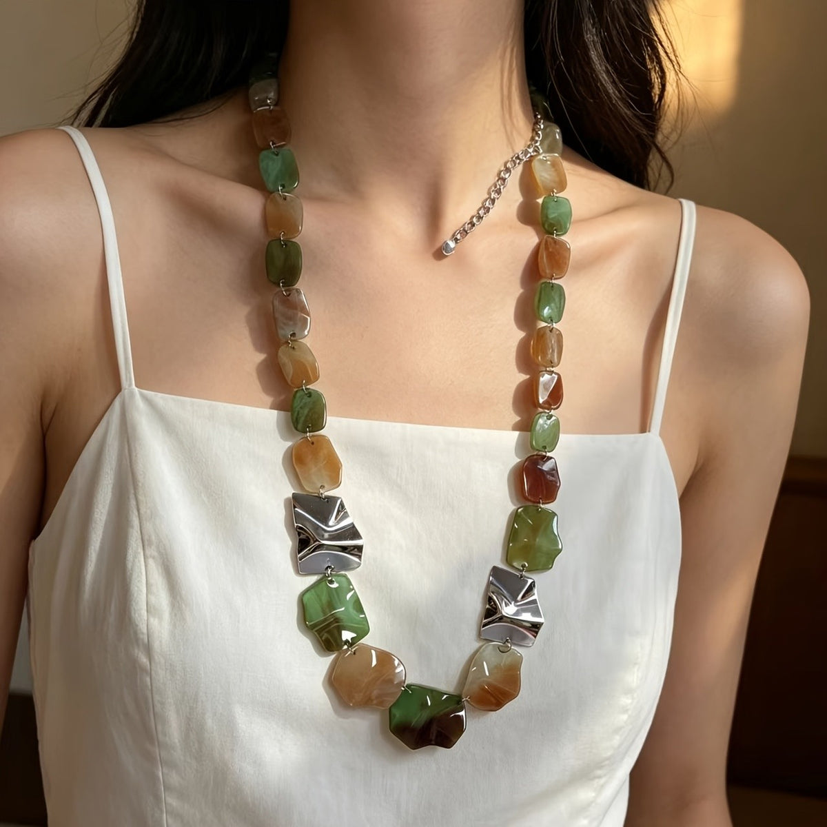 Irregular Acrylic Statement Necklace