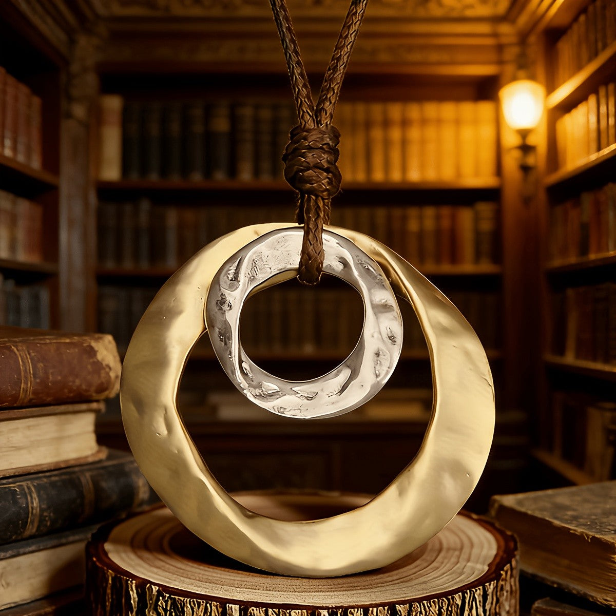 Twisted Texture Circle Pendant Necklace