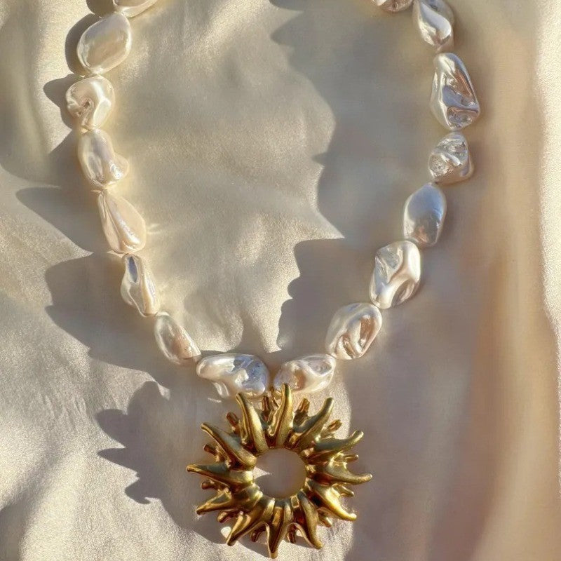 Baroque Pearl Sunburst Necklace