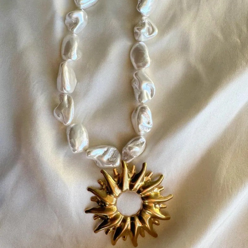 Baroque Pearl Sunburst Necklace