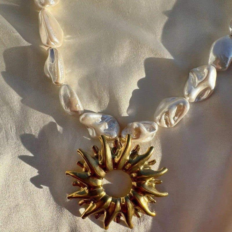 Baroque Pearl Sunburst Necklace