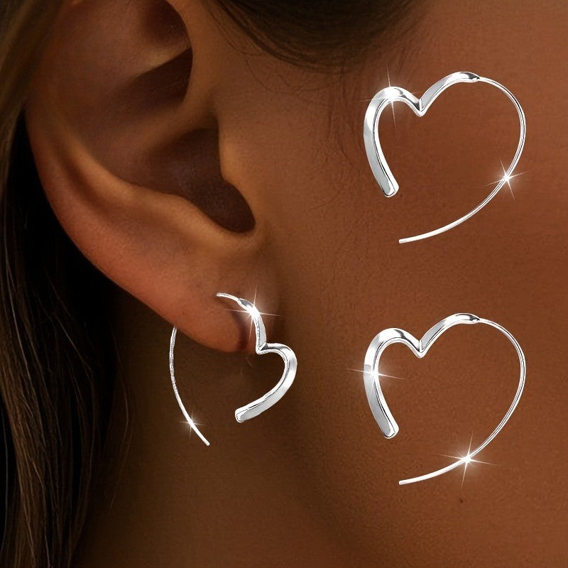 Open Heart Contour Earrings