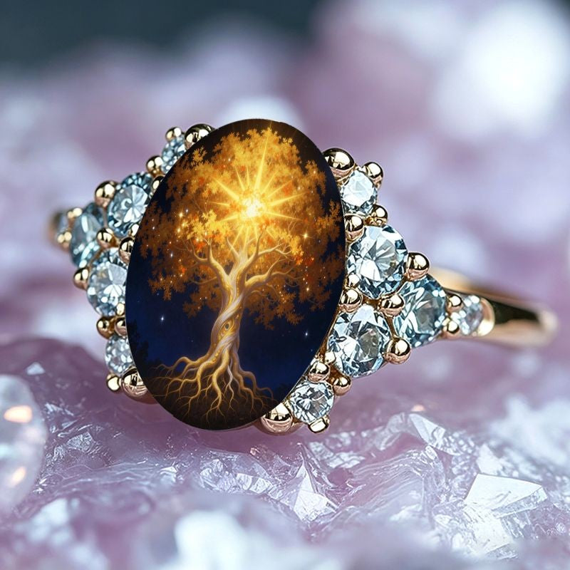 Glowing Tree Oval Ring