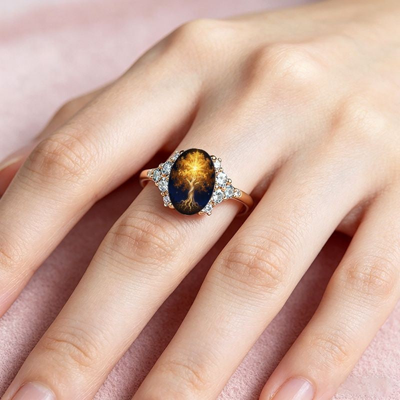 Glowing Tree Oval Ring