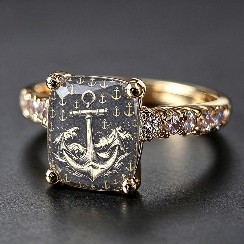 Nautical Anchor Square Ring