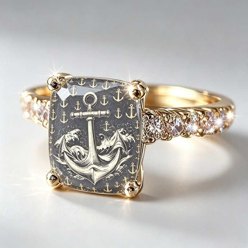 Nautical Anchor Square Ring