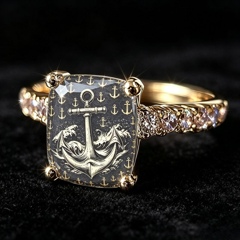 Nautical Anchor Square Ring