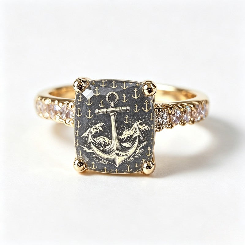Nautical Anchor Square Ring